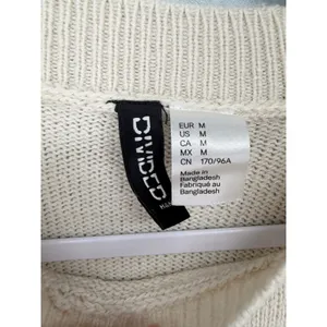 H&M Divided Women Sweater Cream Black Striped Nautical Knit Medium‎ thumbnail 4