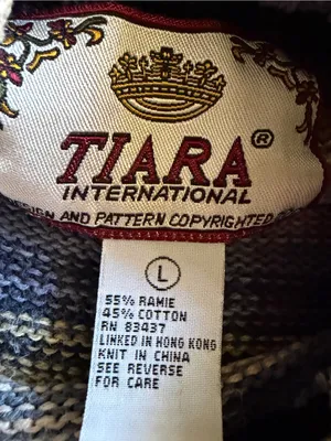 Vintage 90s Y2K Tiara International Turtleneck Sweater L Striped Ramie Cotton thumbnail 3