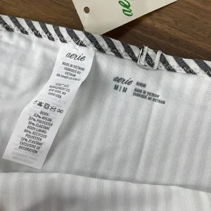 Aerie Bikini Bottom Women M Black White Stripe Gingham Ruffle Full Coverage NWT thumbnail 2