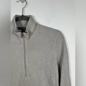 Lauren Ralph Lauren Ribbed Quarter Zip‎ Pullover Women’s Large Beige Long Sleeve thumbnail 4