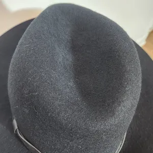 Kendall and Kylie Black Wool Fedora Hat with Faux Leather Trim One Size thumbnail 3