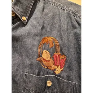 Wrangler Vintage Women's Western Denim Button Down Shirt Large Rodeo‎ Cowgirl thumbnail 3