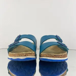 Birkenstock Two Tone Blue Leather Arizona Dual Strap Summer Slip On Sandals thumbnail 7