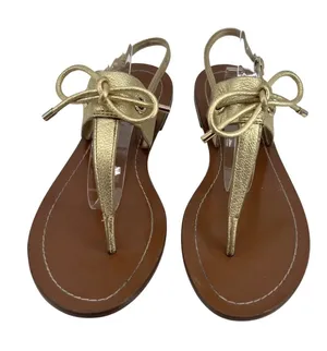 Kate Spade New York metallic gold thong open toe sandals tie bow preppy size 8.5 thumbnail 1