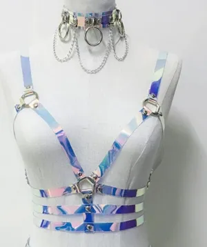 iHeartRaves Holographic Iridescent Rainbow PVC Harness thumbnail 1