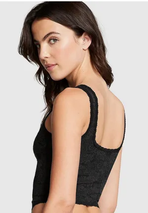 Victoria's Secret Black Floral Cropped Corset thumbnail 2
