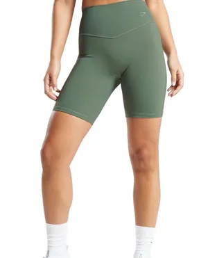 Ladies Gymshark Olive 8” High Rise Bicycle Shorts Size Small thumbnail 1