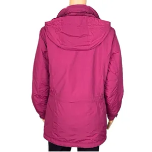 L.L.BEAN raspberry pink with grey trim Thinsulate Quilted winter coat Small VGUC thumbnail 9