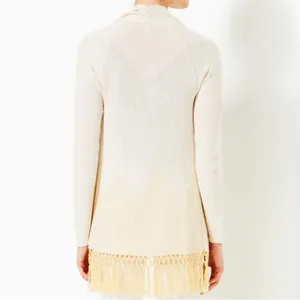 Lilly‎ Pulitzer Tatum Long Fringe Hem Cardigan metallic gold sz L thumbnail 2