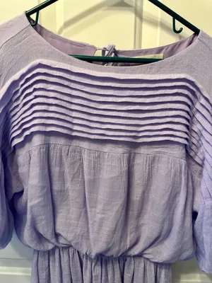 La Lavon Dress Purple Lavender Pleated Pintuck Puff Sleeve Boho Fairycore Mini thumbnail 3