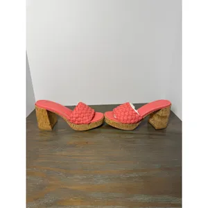 Shu Shop Gladys Coral Braided Platform Block Heel Sandals‎ Cork Size 6.5 New thumbnail 2