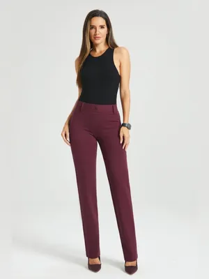NEW Betabrand Classic DPYP™ Dress Pant Yoga Pant | Straight (Burgundy) thumbnail 11