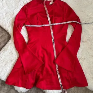 House of CB Fit and Flare Long Sleeve Satin Mini Dress S - Red thumbnail 2