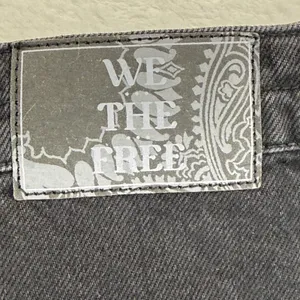 Free People We The Free Black Denim Midi Skirt Front Slit High Rise‎ Size 24 NEW thumbnail 15