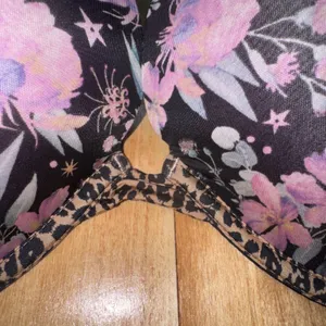 Victorias Secret 36DD Floral Leopard Print Underwire Push Up‎ Bra Black Purple thumbnail 3
