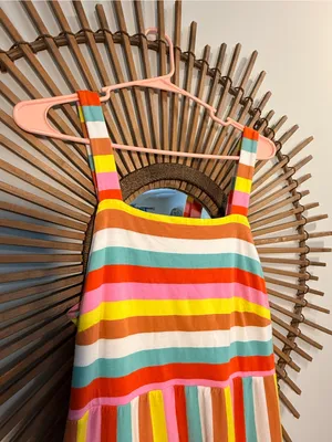 J. Crew Rainbow Striped Tiered Maxi Dress Colorful Summer Beach Sundress Vacay thumbnail 5