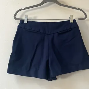 Zara | Navy Blue Women’s Structured Cotton Shorts Small thumbnail 3