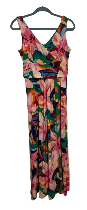 Pappagallo Maxi Dress Floral‎ Multicolor Small Excellent Ruched Empire Waist NWT thumbnail 1