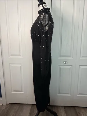 CHICME Black Pearl-Embellished Mesh Bodycon Evening Dress thumbnail 5
