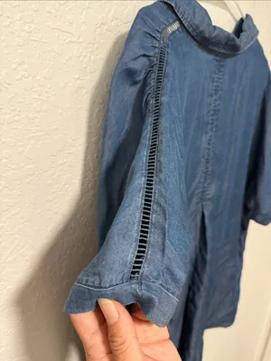 TERRA & SKY 100% Lyocell Blue Short-Sleeve Button-Up Chambray Shirt Size 1X thumbnail 3
