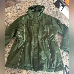 Columbia women’s 2X Omni Shield Coat Parka Ski Jacket Green Hooded Cinch waist thumbnail 1