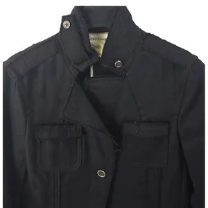 Banana Republic Wool Jacket Women's‎ Size 4 Black Raw Edge Detail Military Moto thumbnail 3
