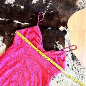 NSR Hot Pink Lace Midi Dress Sleeveless Lined Size‎ L NWOT thumbnail 7