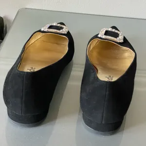 Kate Spade Buckle Up Black Suede Flats Size 8B thumbnail 3