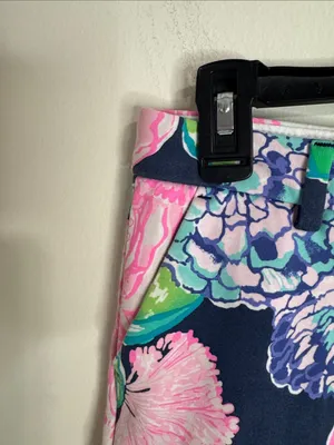 Lilly Pulitzer Callahan Navy Shorts with Pink/Purple Floral Bouquet Print Sz 0 thumbnail 7