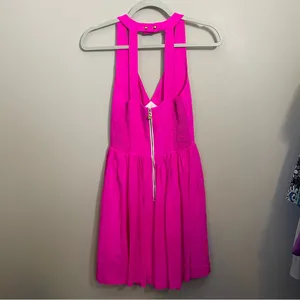 Amanda Uprichard 100% Silk Hot Pink Dress thumbnail 8