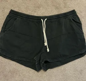 Aerie Black Elastic Waist Shorts with Drawstring thumbnail 1