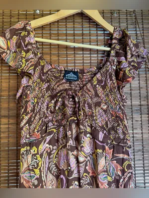 Vintage Angie Autumn Petals Brown Floral Boho Maxi Dress Size Small NWOT thumbnail 4