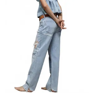 AE Strigid Low-Rise Baggy Straight Jean American Eagle NWT Light Repair 00S thumbnail 3