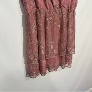 Lovers + Friends Rayna Mini Dress Metallic Rose‎ Large Coquette Romantic thumbnail 5