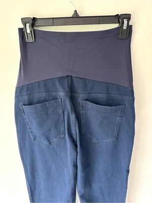 Halara Maternity Blue Stretchy Jean Jeggings Over Belly Panel thumbnail 6