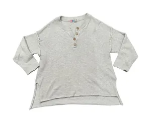 FP Beach Henley Sweater Womens Small Cream Excellent‎ Cotton Knit Oversized Top thumbnail 1