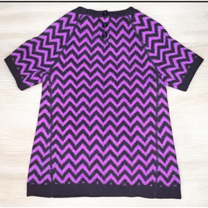 J Crew Funky Merino Wool Zig Zag Chevron Short Sleeve Sweater Size XS thumbnail 3