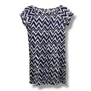 Lilly Pulitzer Palmer Dress Bright Navy Chevron Ikat Pima Cotton‎ Womens XS thumbnail 2