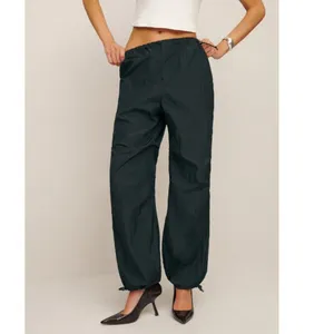 Reformation Camden Pants Black Women's S Utility Nylon Drawstring Hem Relaxed thumbnail 2