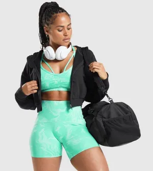Gymshark Power High Rise Shorts Bright Turquoise Print Size: S thumbnail 4