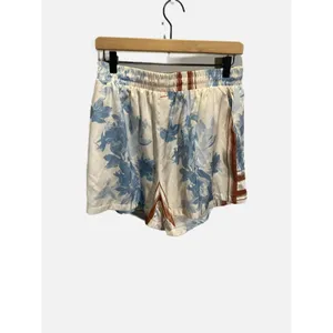 Petal‎ + Pup Lara Shorts L Cream Blue Floral Satin Elastic Waist Resort Boho thumbnail 5