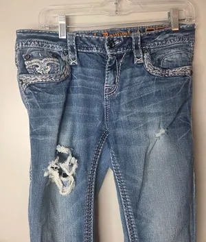 Rock Revival Yui Mid Rise Skinny Women’s 28 Distressed Medium Wash Denim Jeans thumbnail 1