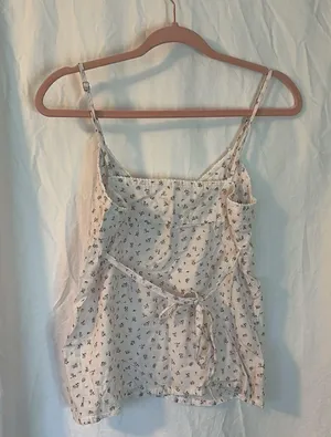 Brandy Melville Floral White Spaghetti Strap Top thumbnail 5