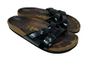 Birkenstock Ibiza Birko-Flor Slide Sandals Black Patent Size 39 US‎ 8 - 8.5 thumbnail 1