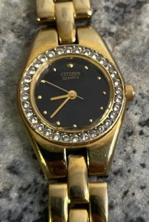 Vintage Ladies Citizen Watch Japan Women’s Gemmed Bezel Wristwatch thumbnail 1
