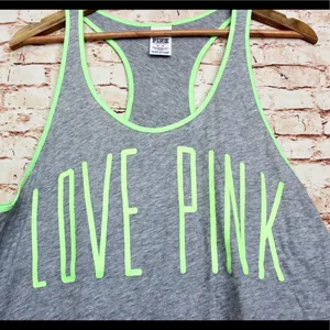 Victoria's Secret Pink | Gray/Green Racerback Tank thumbnail 2