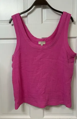 LOFT Hot Pink Scoop Neck Tank thumbnail 1
