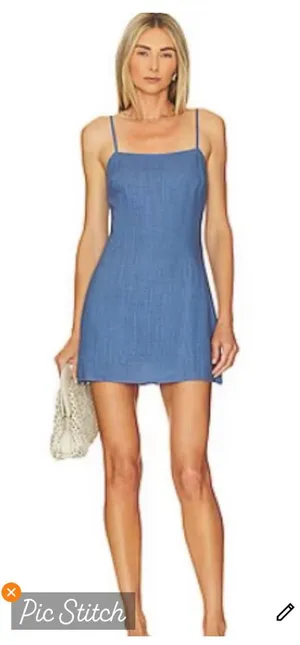 SNDYS x Revolve Blue Linen Mini Dress thumbnail 1