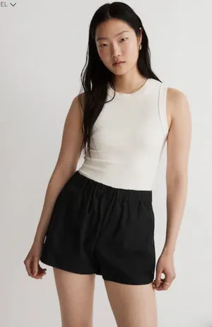Madewell Pull On Shorts in almost black thumbnail 1
