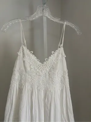 Topshop Babydoll Appliqué White Lace-Trim Slip Dress Adjustable Straps Sz SP thumbnail 6